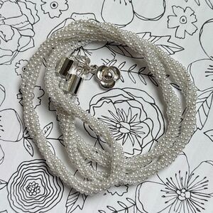 SNO of SWEDEN Necklace White Mini Faux Pearls Torsade Four Strands 32" Opera